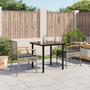 vidaXL Set mobilier de grădină cu perne, 3 piese, gri, poliratan