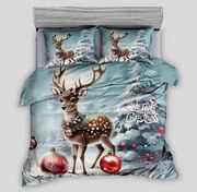 Lenjerie de pat 3D din bumbac DEER WITH DECORATION albastru, 100% bumbac Dimensiune lenjerie de pat: 70 x 90 cm | 140 x 200 cm