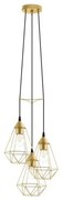 Eglo 79262 - Lustră suspendată BYRON pe cablu, 3x E27/60W/230V, alamă