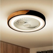 Brilagi LED lampă cu ventilator, 30W, 230V, 3000-6500K, negru/stejar + DO