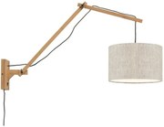 Aplica cu brat articulat din bambus si abajur din tesatura in, Andes natur/ in deschis