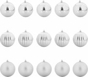 vidaXL Set de globuri de Crăciun XL 15 pcs Argintiu Plastic