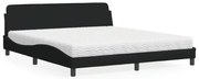 vidaXL Pat cu saltea, negru, 180x200 cm, catifea