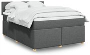 vidaXL Pat box spring cu saltea, gri închis, 140x190 cm, textil