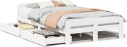 vidaXL Cadru de pat fără saltea, alb, 135x190 cm, lemn masiv de pin