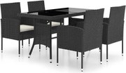vidaXL Set mobilier de grădină, 5 piese, negru, poliratan