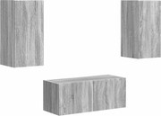 vidaXL Set comodă TV Pe perete 2 pcs Gri Sonoma Lemn compozit