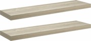 vidaXL Rafturi de perete suspendate 2 buc., stejar, 90x23,5x3,8 cm MDF