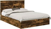 vidaXL Pat cu storage Stejar fumuriu 160 x 200 cm Lemn compozit