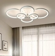 Lustră LED cu Telecomandă, Meda 4+2 cercuri,168W, Alb, 74 cm