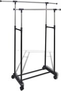 vidaXL Suport haine reglabil cu 4 roți și 2 bare