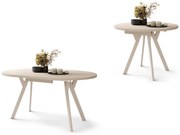 Mazzoni ALDO Bej/picioare bej - MASĂ ROTUNDĂ STIL LOFT PENTRU SALON/SUFRAGERIE EXTENSIBILĂ CU PICIOARE ÎN FORMĂ DE "Y"