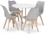 Set de sufragerie 1 + 4, masa KAMI 80x80 alb + scaune gri BALI MARK