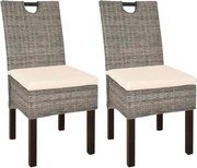 vidaXL Scaune de bucătărie din ratan Kubu și lemn de mango, 2 buc