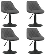 vidaXL Scaune de bucătărie pivotante, 4 buc., gri închis, catifea