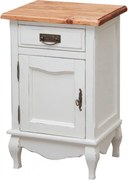 Noptiera, L46 36 H70 cm, alb antichizat natur, lemn masiv