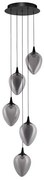 Lustra moderna cu 5 pendule LED, Metal, Sticla, Fumuriu, Nali