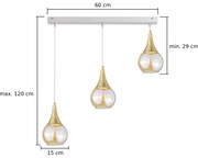 Lustră pe cablu LACRIMA WHITE 3xE27/60W/230V