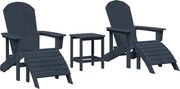 vidaXL Scaun pentru Grădină 3 pcs Bleumarin Polietilenă
