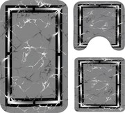 Set covoare baie antiderapante, 3 piese, design marmura moderna