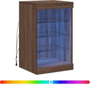vidaXL Servantă cu lumini LED, stejar maro, 41x37x67 cm