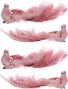 Păun roz cu clemă, 25 x 8 x 6 cm, set de 4 bucăți