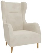 Fotoliu wing crem cu tapițerie din catifea Carole – Ropez