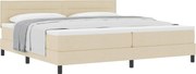 vidaXL Pat cu arcuri cu saltea cu headboard Crem 200 x 200 cm țesătură