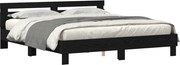vidaXL Cadru de pat cu led Stejar Negru 200 x 200 cm Lemn compozit