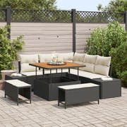 vidaXL Set de canapele pentru grădină 8 pcs Negru Rattan poli