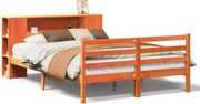 vidaXL Pat cu bibliotecă fără saltea maro 140x190 cm lemn masiv de pin