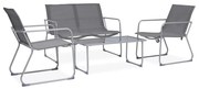 vidaXL Set mobilier de grădină, 4 piese, gri, oțel și textil