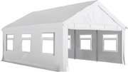 Outsunny Pavilion de Grădină 4x6 m cu Pereți Laterali, 6 Ferestre și Dublă Intrare, din Oțel Galvanizat, Alb | Aosom Romania