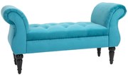 HOMCOM Chaise Captusita Stil Vintage cu Cotiere Tapitate si Cadru din Lemn, Albastru deschis 117x40x58Hcm | Aosom Romania