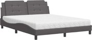 vidaXL Pat cu saltea, Zadar, gri, 160x200 cm, piele ecologică