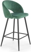 Scaun bar H96, verde inchis/negru, stofa/otel, 48x49x89 cm
