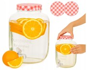 Borcan dispenser limonada,rosu, sticla, 4 litri