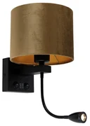 Aplică neagră cu abajur din catifea bronz 18cm - Brescia