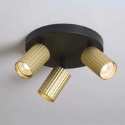 Aplica cu 3 spoturi din aluminiu canelat Anna auriu