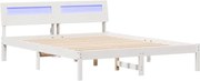 vidaXL Cadru de pat cu headboard Alb 140 x 200 cm Lemn de pin masiv