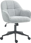 HOMCOM Scaun fauteuil de birou cu spătar și șezut capitonat reglabil în înălțime rotativ 360° bază neagră tapiterie țesătură gri | Aosom Romania