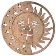 InDecor Decorațiune de perete din lemn de mangoSoare și lună, 50 x 2,5 x 50 cm