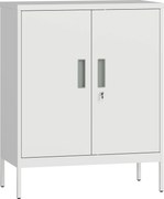 HOMCOM Dulap de Birou din Oțel cu 2 Rafturi Reglabile cu Sistem de Încuiere și 2 Chei, 80x40x100 cm, Alb | Aosom Romania