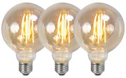 Set de 3 becuri LED reglabile E27 G95 fum 5W 380lm 2200K