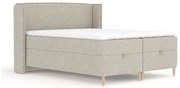 Pat boxspring gri deschis cu spațiu de depozitare 180x200 cm Monpelli – Maison de Rêve