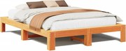 vidaXL Cadru pat fără saltea, maro ceruit, 140x190 cm, lemn masiv pin