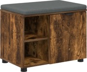 vidaXL Bancă pentru hol cu pernă cu raft Stejar Afumat 60 x 38 x 46 cm