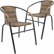 Set de scaune bistro de grădină, stivuibile, maro, 2 buc