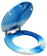 Capac toaleta cu coborare automata usoara Balamale stabile din inox Albastru