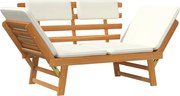 vidaXL Bancă de grădină 2-în-1, cu perne, 190 cm, lemn masiv de acacia